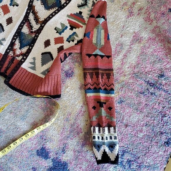 Peruvian Connection 100% Pima Cotton Colorful Southwest Style Shrug Sweater - Picture 13 of 16